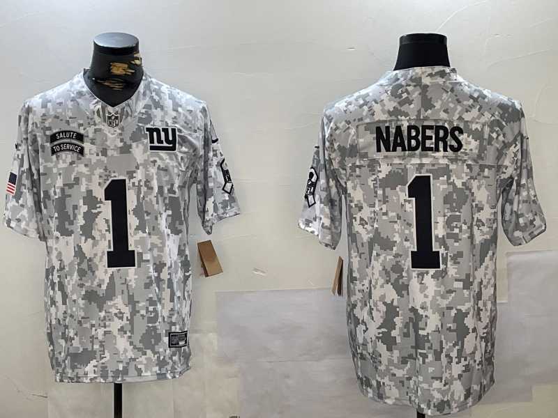 Mens New York Giants #1 Malik Nabers 2024 F.U.S.E Arctic Camo Salute To Service Limited Stitched Football Jersey Dzhi->new york giants->NFL Jersey
